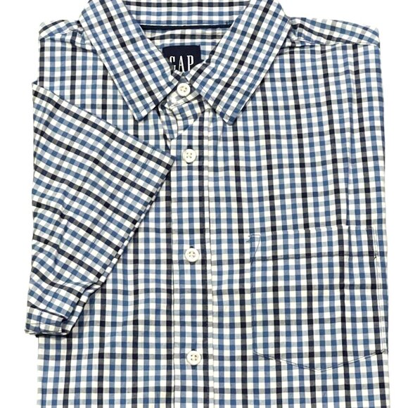 GAP Relaxed Fit Button Down Holiday Gingham Asher Plaid Burt Delf Poplin Shirt - Picture 3 of 3